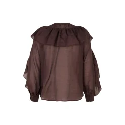Fria Frill Blouse, chocolate plum