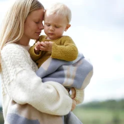 FUGL OG FISK Half Size Throw, grey/beige