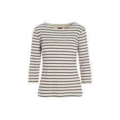 Globe stripe bluse, black/ivory stripe