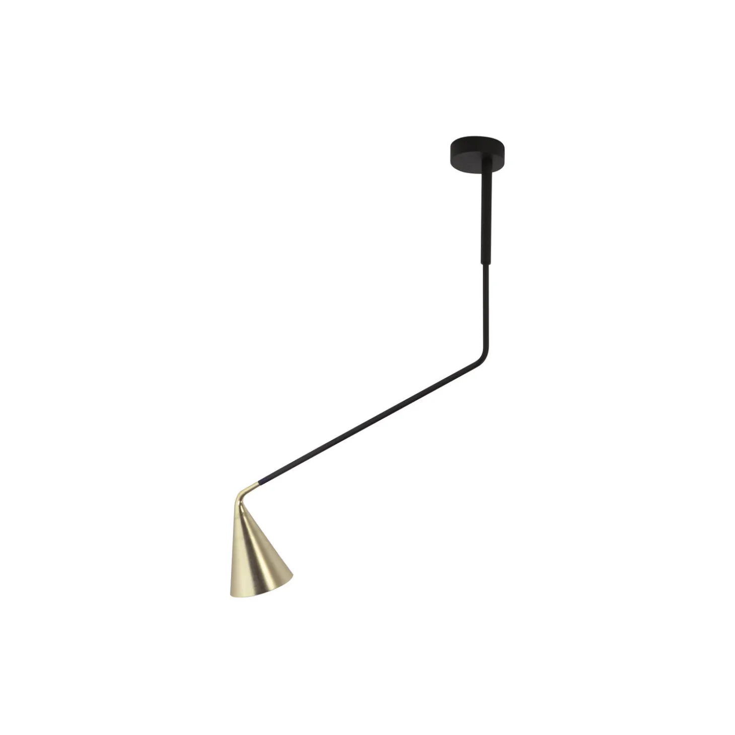 GORDON loftlampe, mat sort/børstet messing