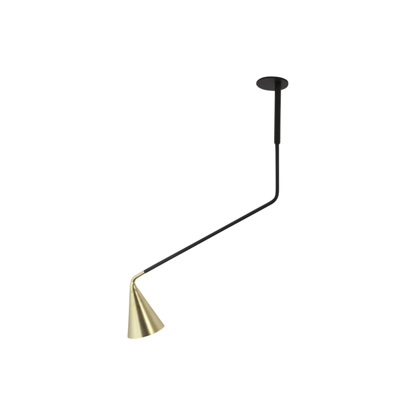 GORDON loftlampe, mat sort/børstet messing