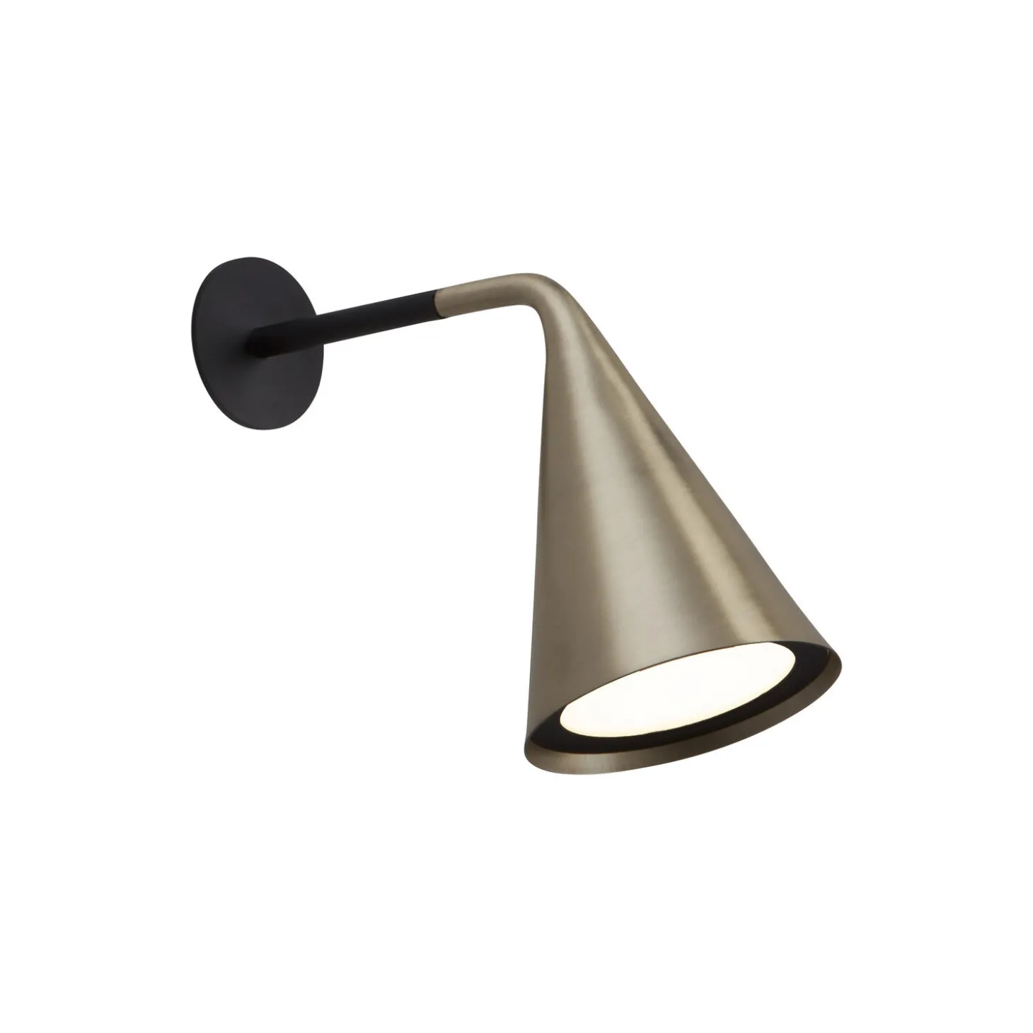 GORDON væglampe, mat sort/børstet messing