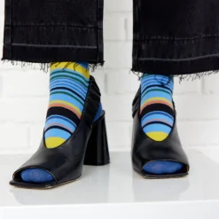 GRAPHIC STRIPES strømper, blue