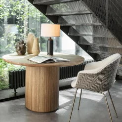 Gravity Table Lamp, blackened steel/canvas