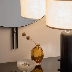 Gravity Table Lamp, blackened steel/canvas