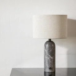 Gravity Table Lamp, grey marble/canvas