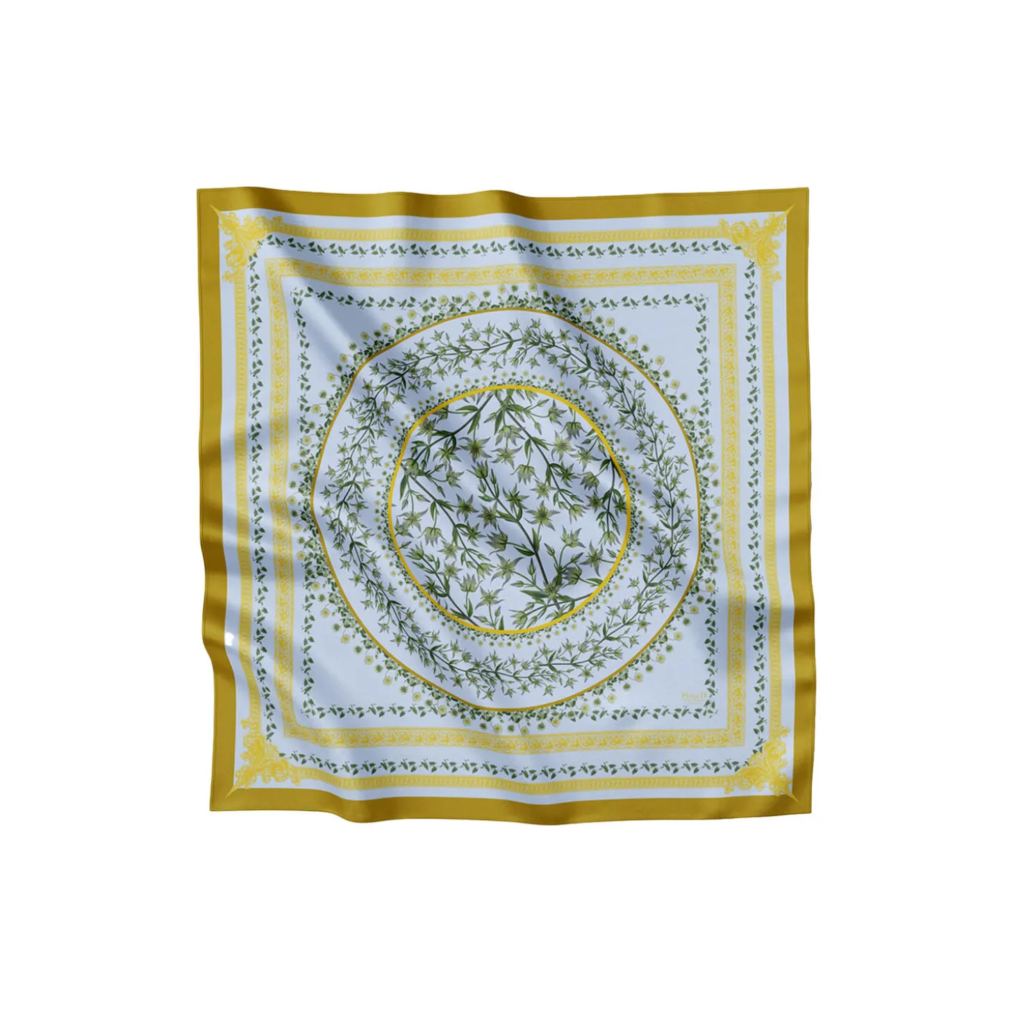 Green Flower Circle silketørklæde