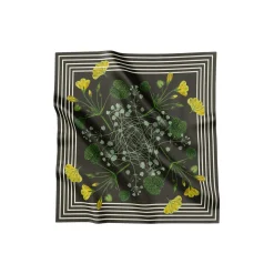 Green Striped Blossom silketørklæde, emerald green