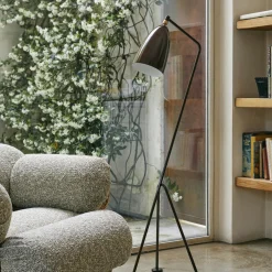 Gräshoppa Floor Lamp, walnut brown glossy