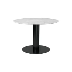 GUBI 2.0 Round Dining Table, white carrara marble/black