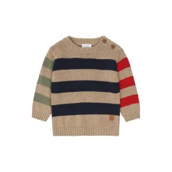 Hcpilou Knit Stripes Pullover, biscuit