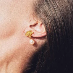 HOLLOW CLOUD ØRERINGE, forgyldt/lyserød