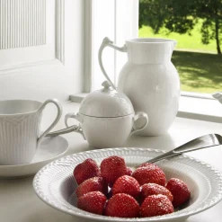 Hvid Halvblonde sukkerskål med låg