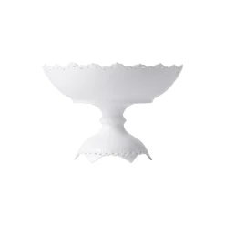 Hvid Riflet Helblonde Skål på fod