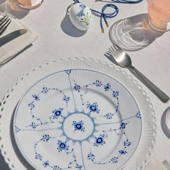 Hvid Riflet Helblonde Tallerken Ø 19 cm