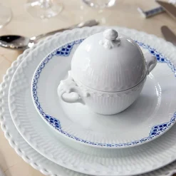 Hvid Riflet Helblonde Tallerken Ø 27 cm