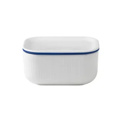 Hvid Riflet smørskål med låg