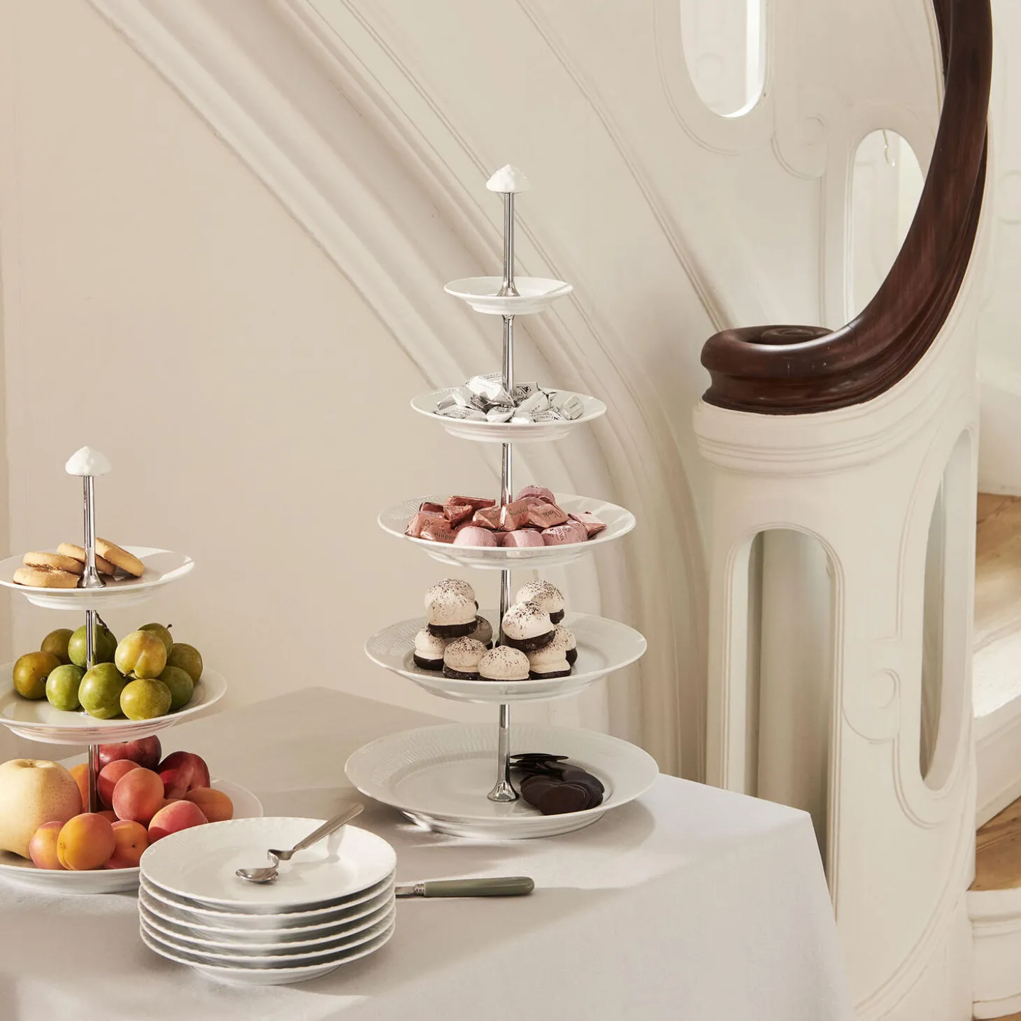 Hvid Riflet étagère 5 lag