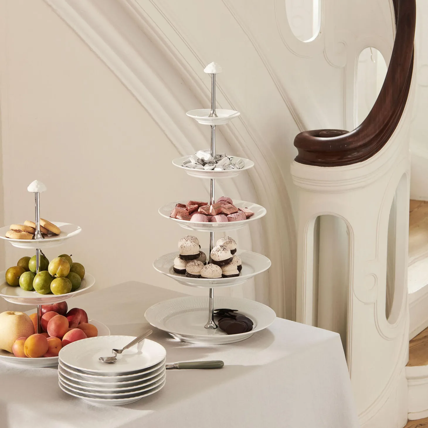 Hvid Riflet étagère 3 lag