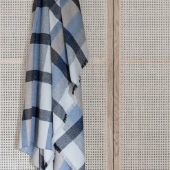 Intersection plaid, ocean blue/white/grey