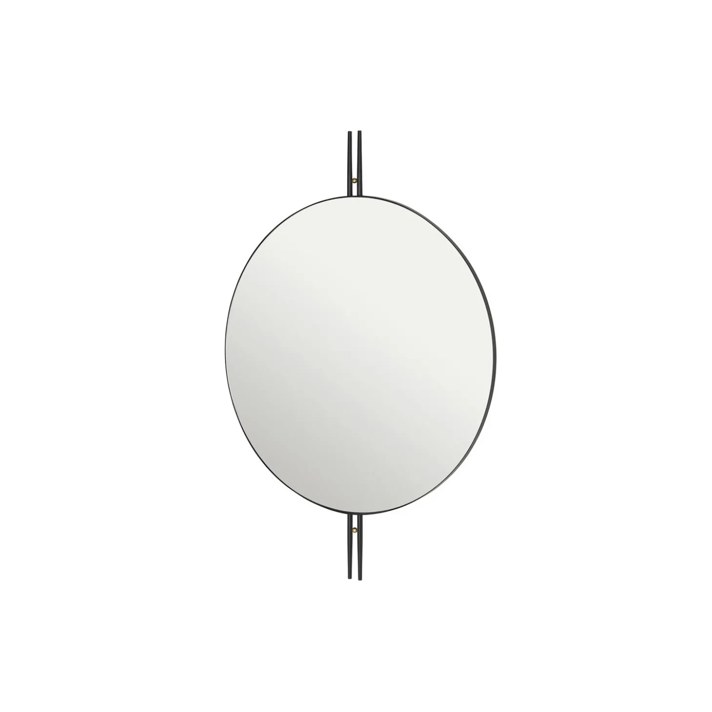 IOI Wall Mirror, black semi matt/brass sphere