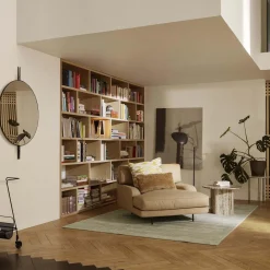 IOI Wall Mirror, black semi matt/brass sphere