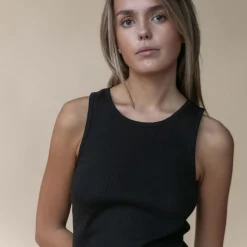 Irene pointelle top, black