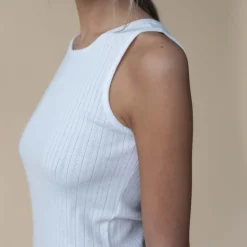 Irene pointelle top, white