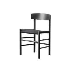 J39 Mogensen sædepolstret stol, sortlakeret bøg/sort kanvas