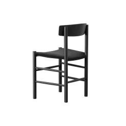 J39 Mogensen sædepolstret stol, sortlakeret bøg/sort kanvas