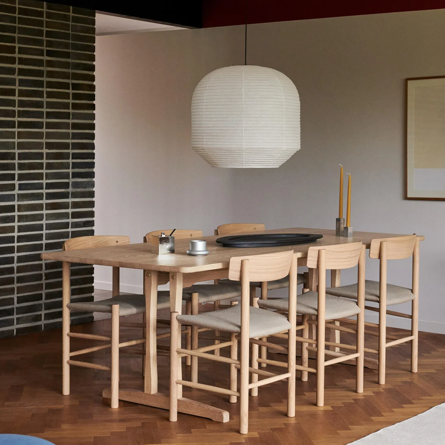 J39 Mogensen sædepolstret stol, lysolieret eg/natur kanvas