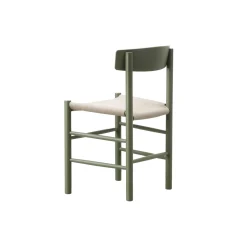 J39 Mogensen sædepolstret stol, khaki green/natur kanvas