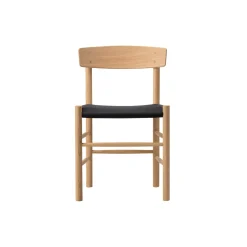 J39 Mogensen sædepolstret stol, lysolieret eg/sort kanvas