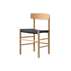 J39 Mogensen sædepolstret stol, lysolieret eg/sort kanvas