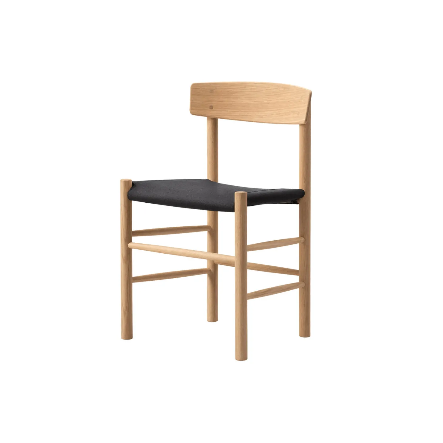 J39 Mogensen sædepolstret stol, lysolieret eg/sort kanvas