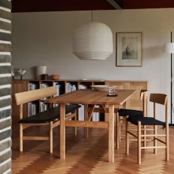 J39 Mogensen sædepolstret stol, olieret eg/sort kanvas