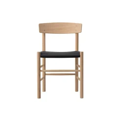 J39 Mogensen sædepolstret stol, sæbebehandlet eg/sort kanvas