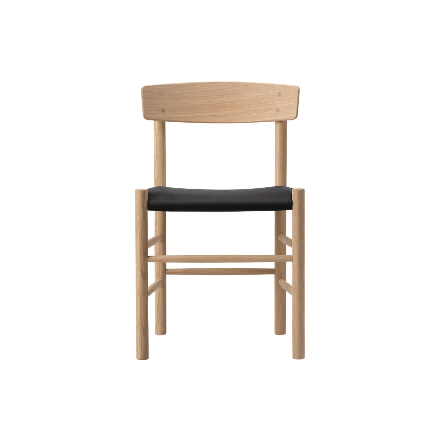 J39 Mogensen sædepolstret stol, sæbebehandlet eg/sort kanvas