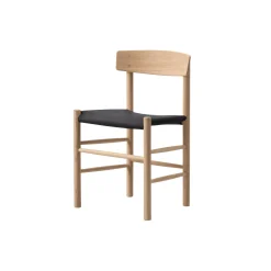 J39 Mogensen sædepolstret stol, sæbebehandlet eg/sort kanvas
