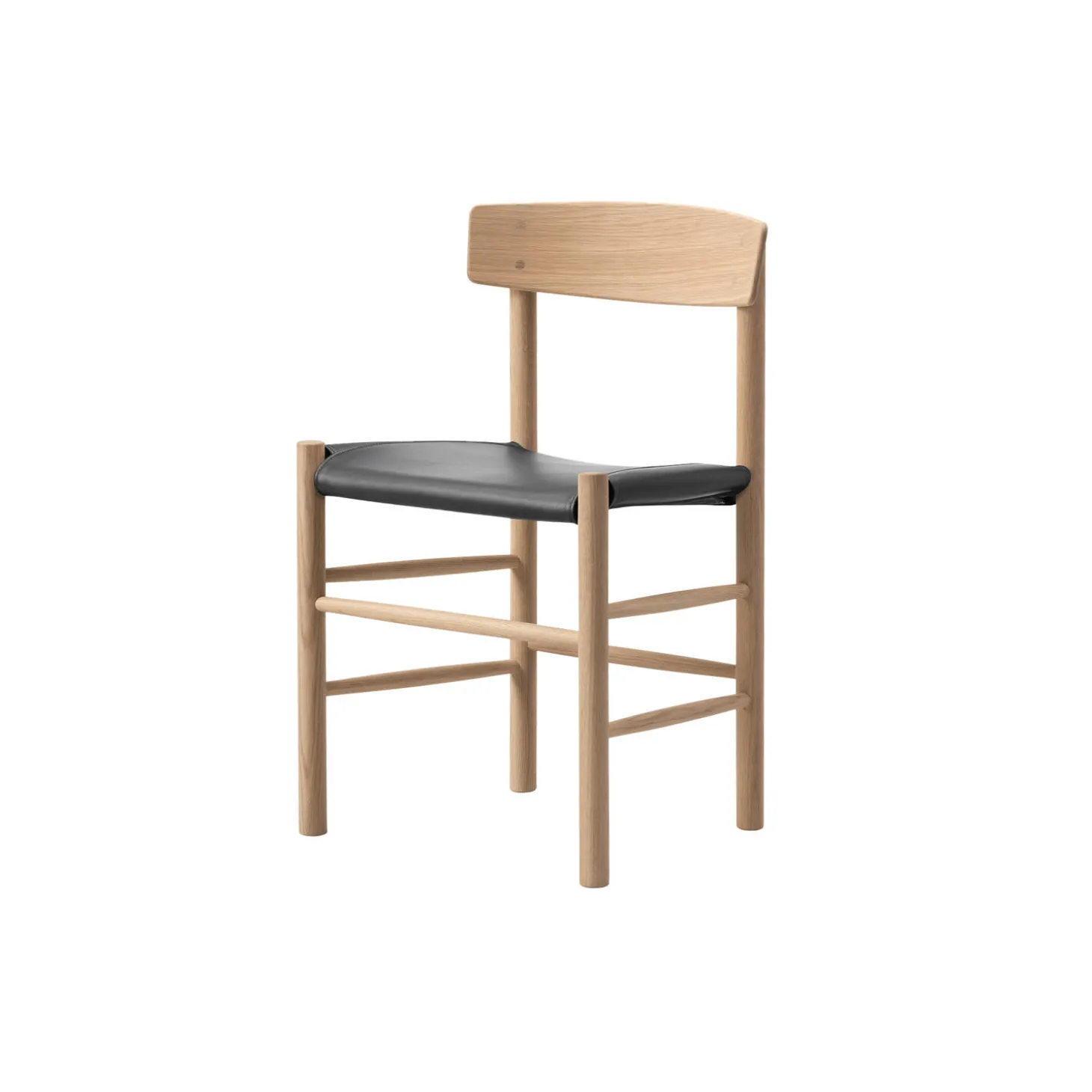 J39 Mogensen sædepolstret stol, sæbebehandlet eg/Omni 301 black