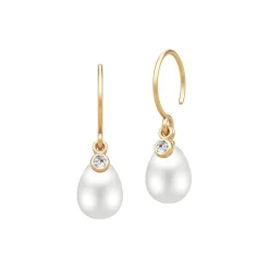 June Earring, gold/white pearl