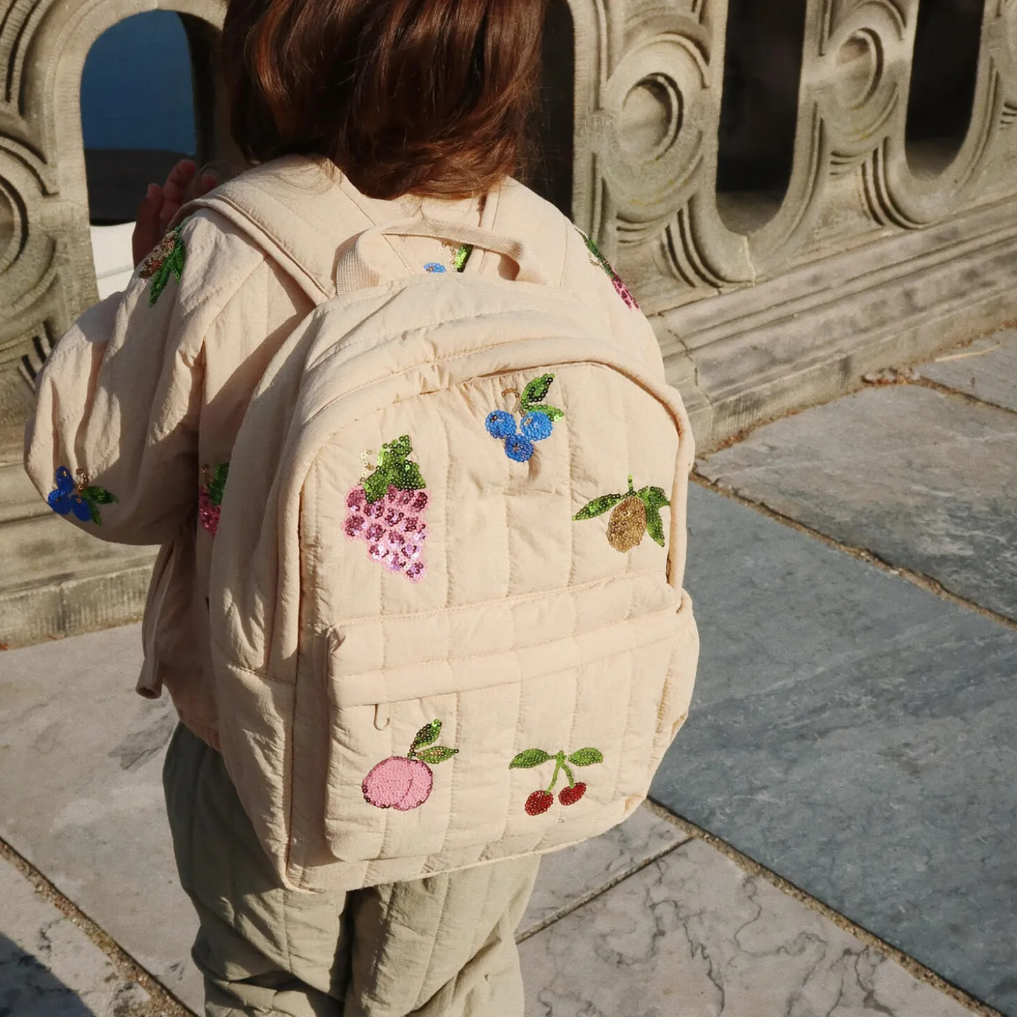 Juno Quilted Sequin Backpack Midi, frappé