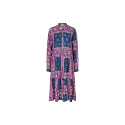 KaiaLL Midi Dress LS, dark blue