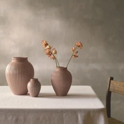 Knabstrup vase ripple, mat dusty rose