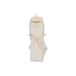 Knee Socks Pointelle, gentle white