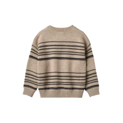 Knit Pullover Flores, sand black stripe