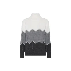 Knit with Lurex Effect, off wh/hrey mel/charcoal