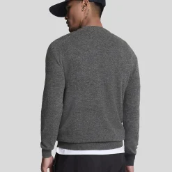 Lambswool Blend Crew Neck Jumper, charcoal marl