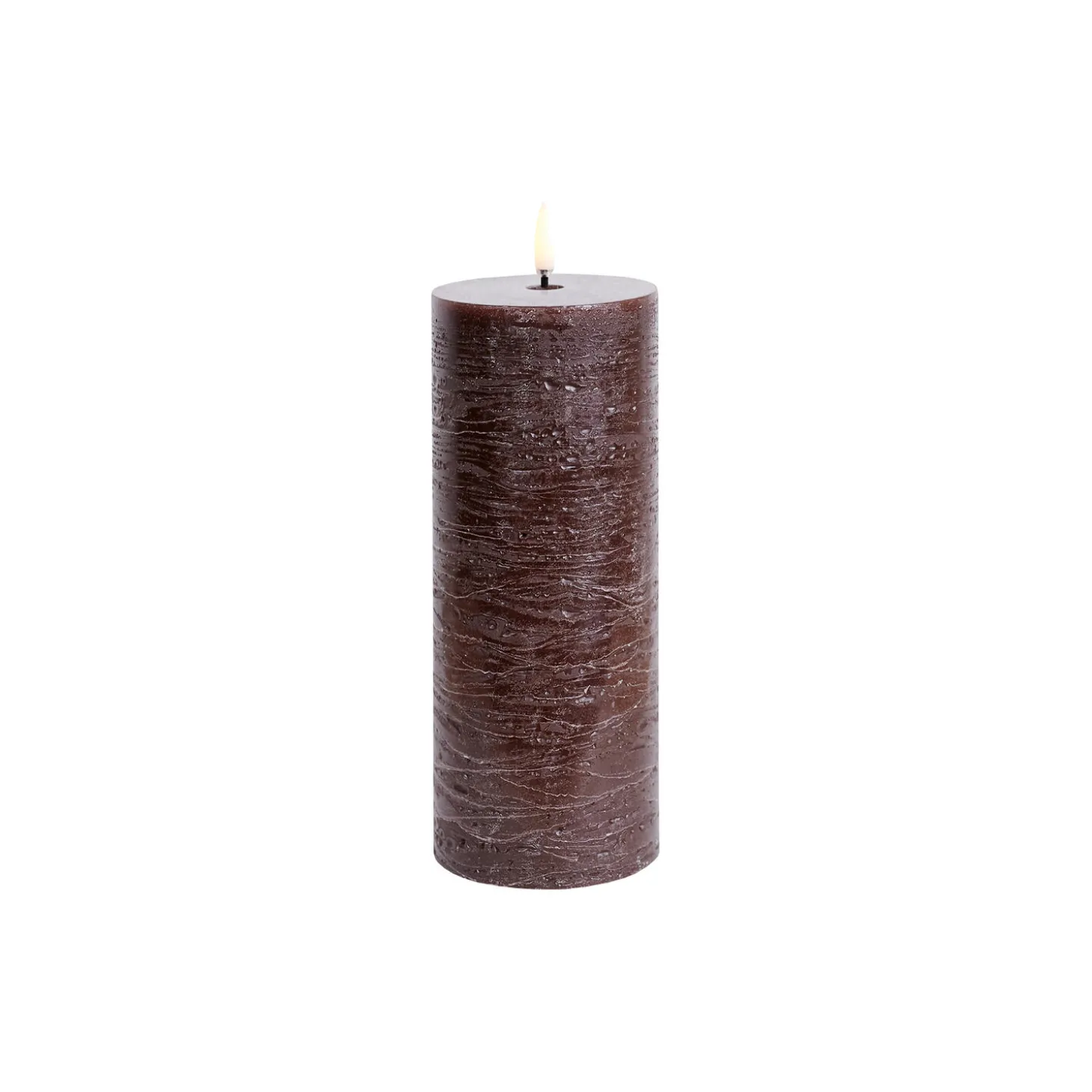 LED Pillar Candle 20 cm, brown