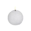 LED round candle, nordic white/glitter